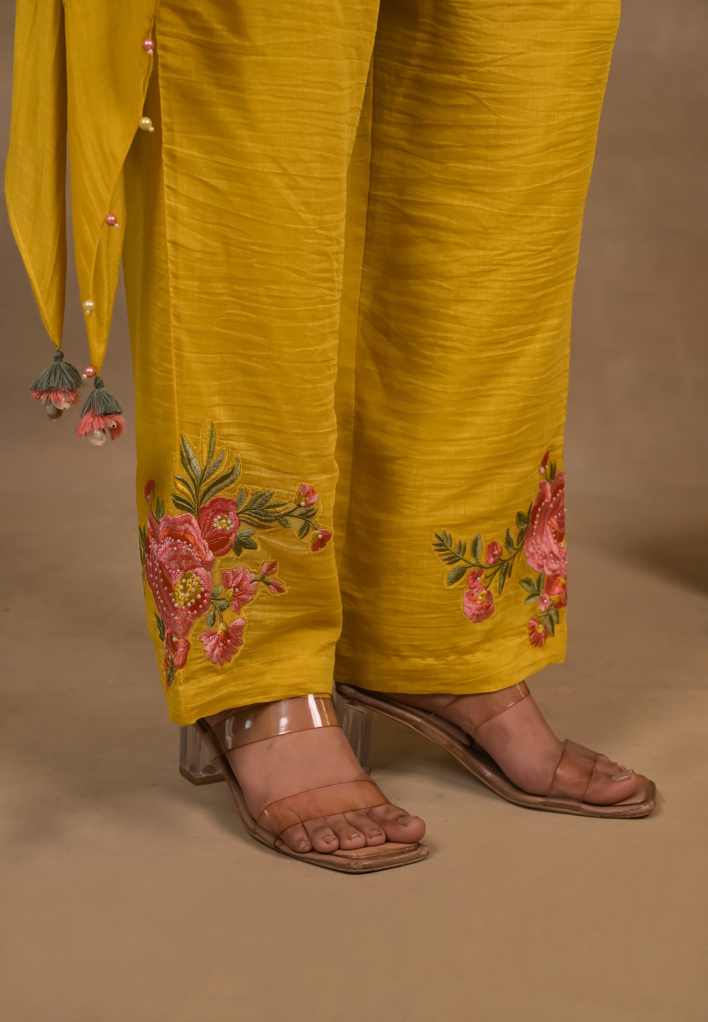 Lime Green Floral Embroidered Co-Ord Set