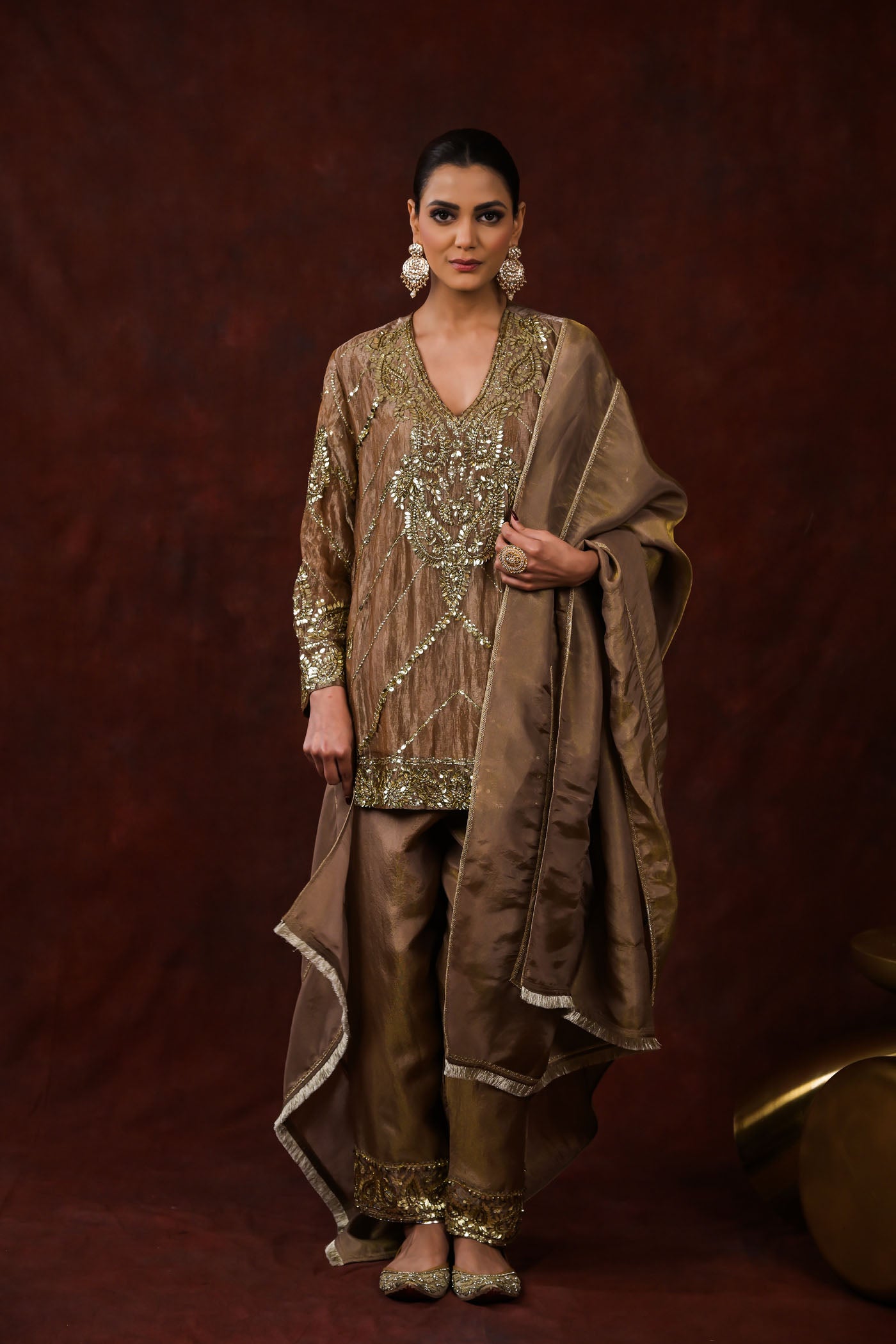 Ira Bronze Embroidered Kurta Set