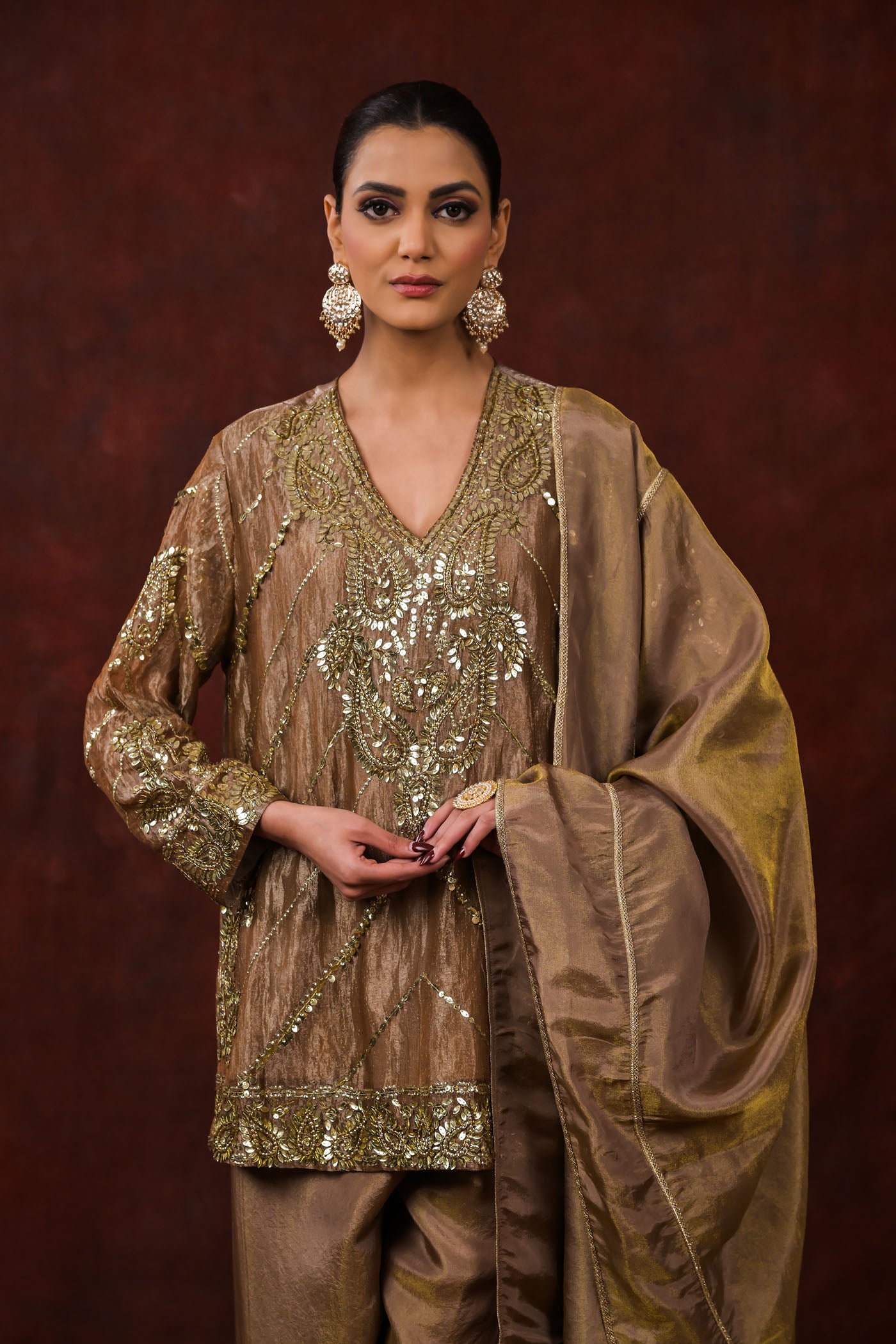 Ira Bronze Embroidered Kurta Set