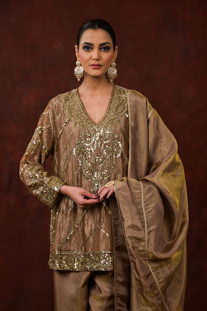 Ira Bronze Embroidered Kurta Set