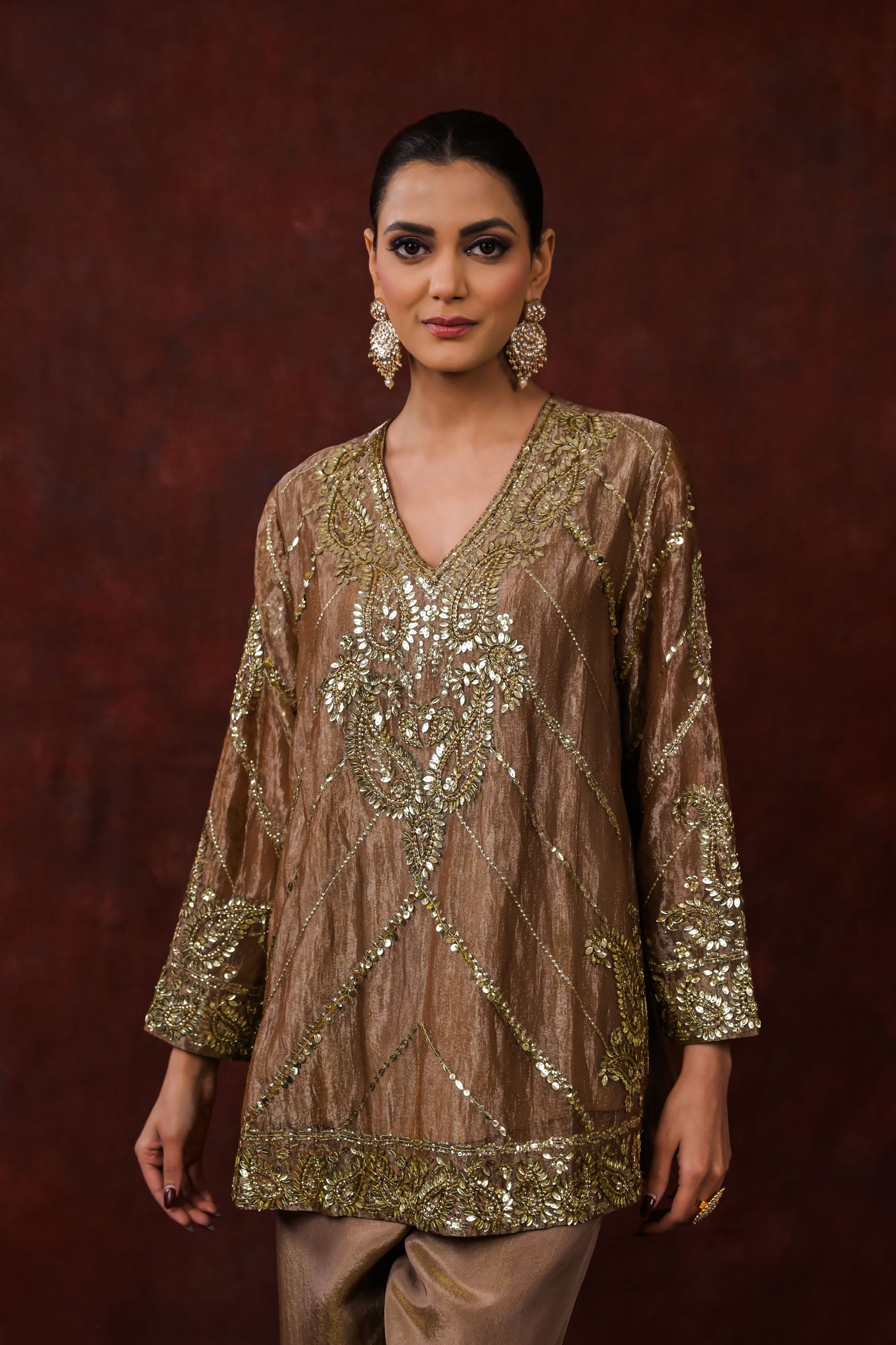 Ira Bronze Embroidered Kurta Set