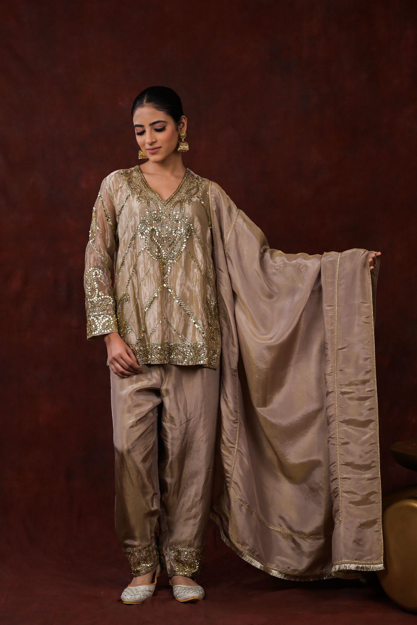 Ira Bronze Embroidered Kurta Set