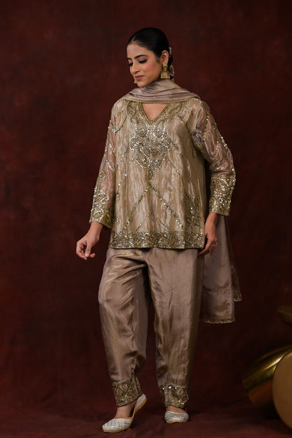 Ira Bronze Embroidered Kurta Set
