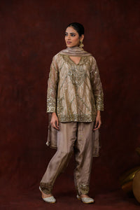 Aylin Taupe Embroidered Kurta Set