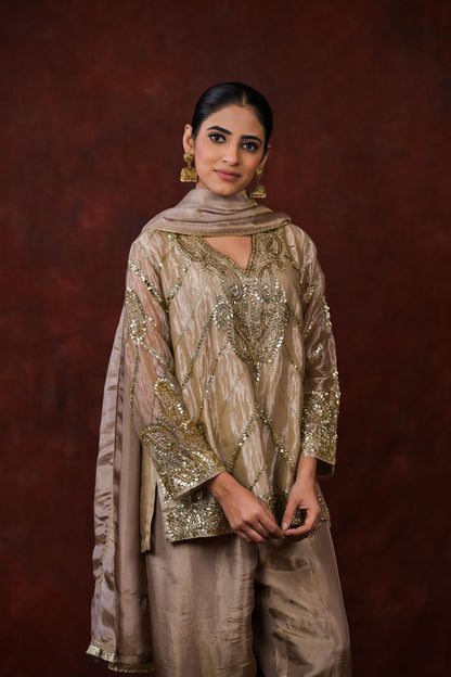 Ira Bronze Embroidered Kurta Set