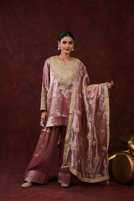 Zaria Rosewood Embroidered Kurta Set