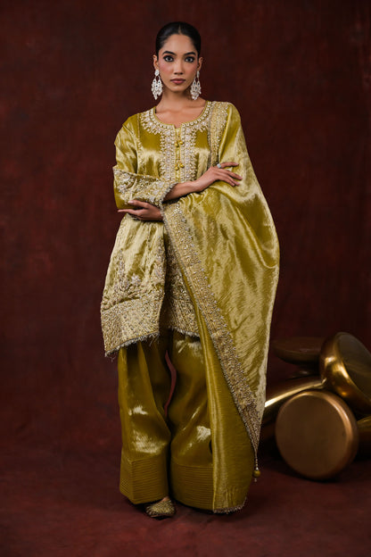 Zehra Olive Embroidered Kurta Set