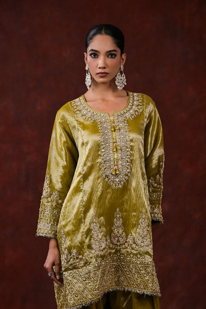 Zehra Olive Embroidered Kurta Set