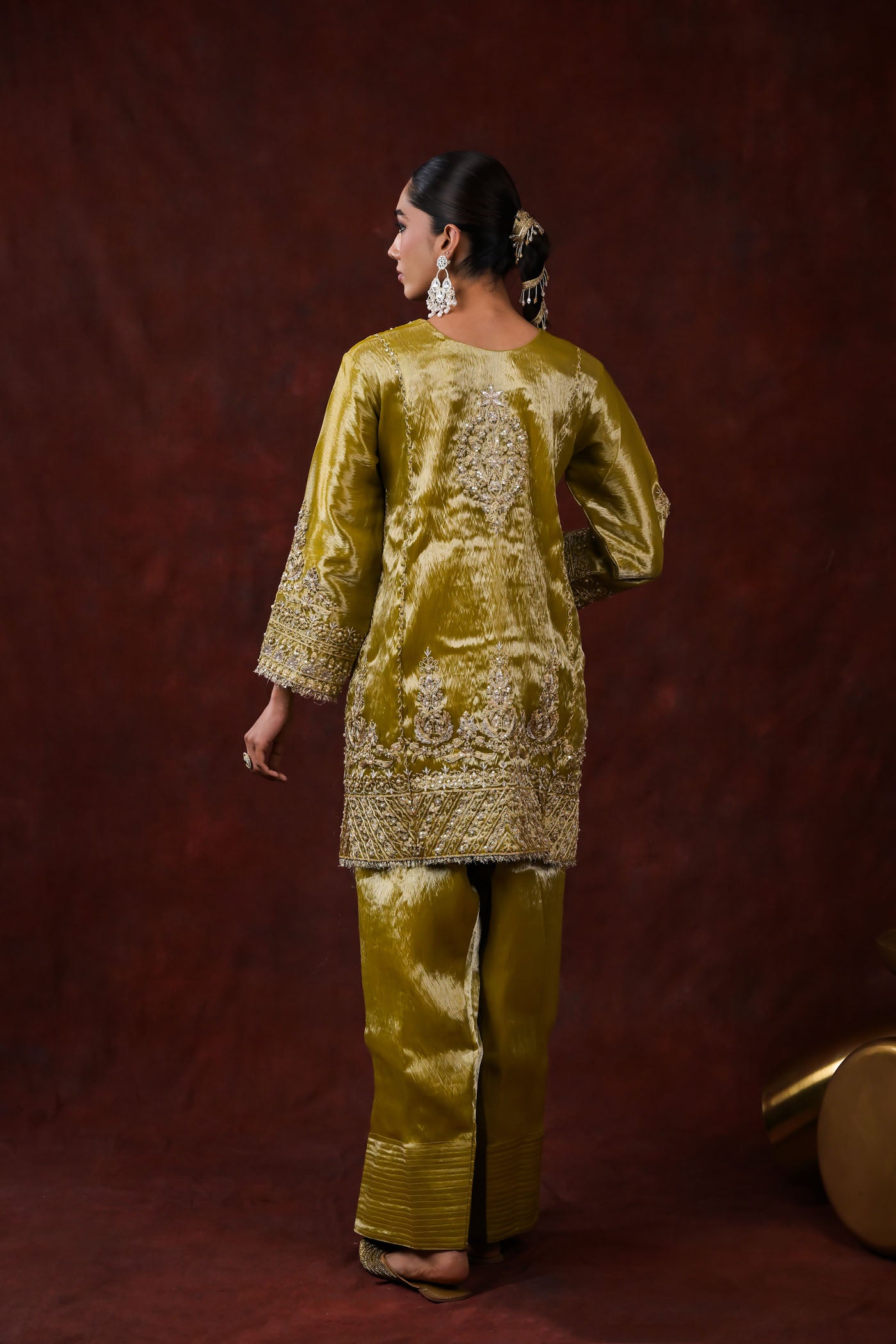 Zehra Olive Embroidered Kurta Set