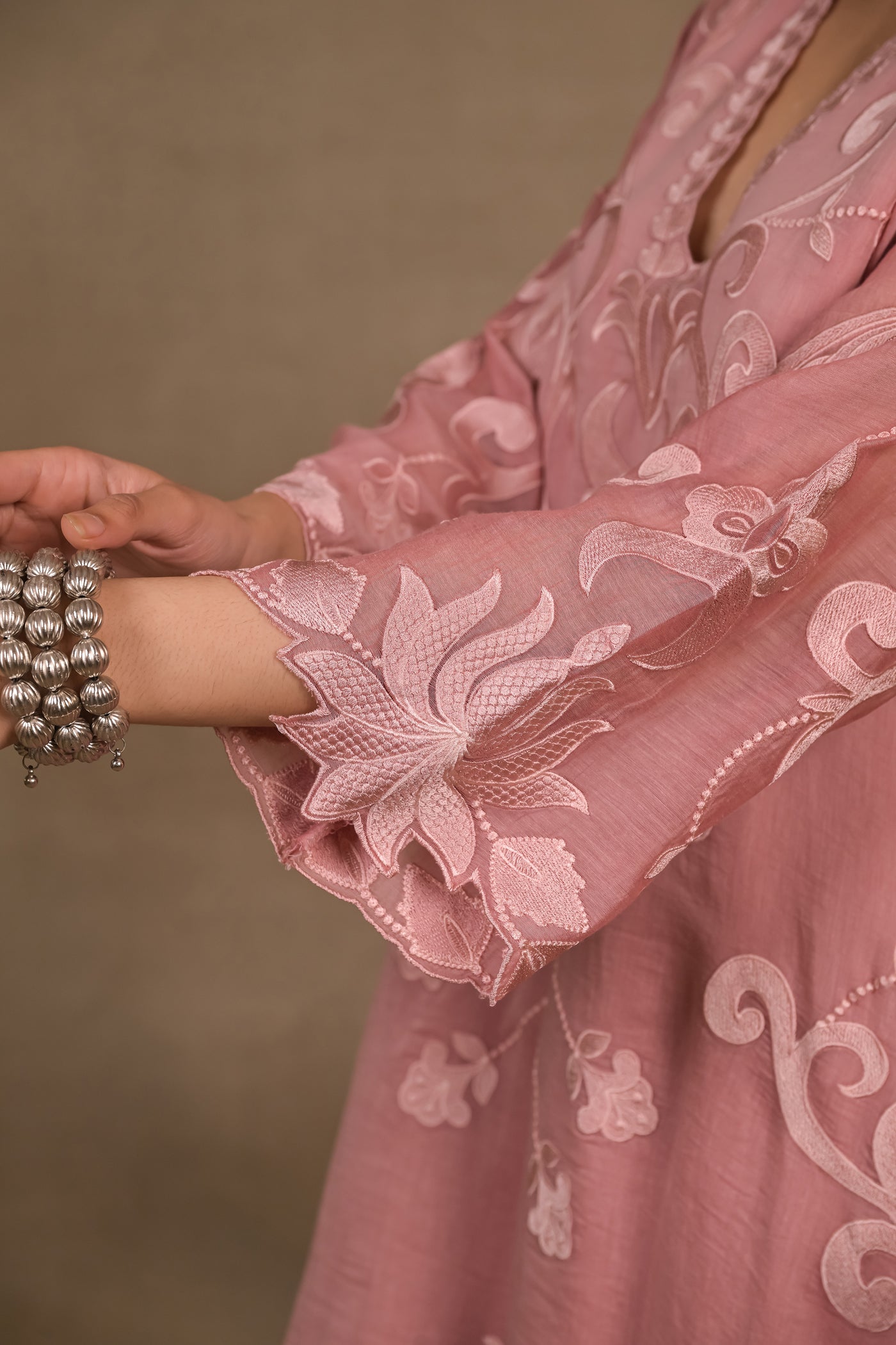 Blush Pink Mul Embroidered Kurta Set