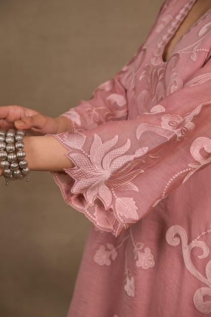 Blush Pink Mul Embroidered Kurta Set