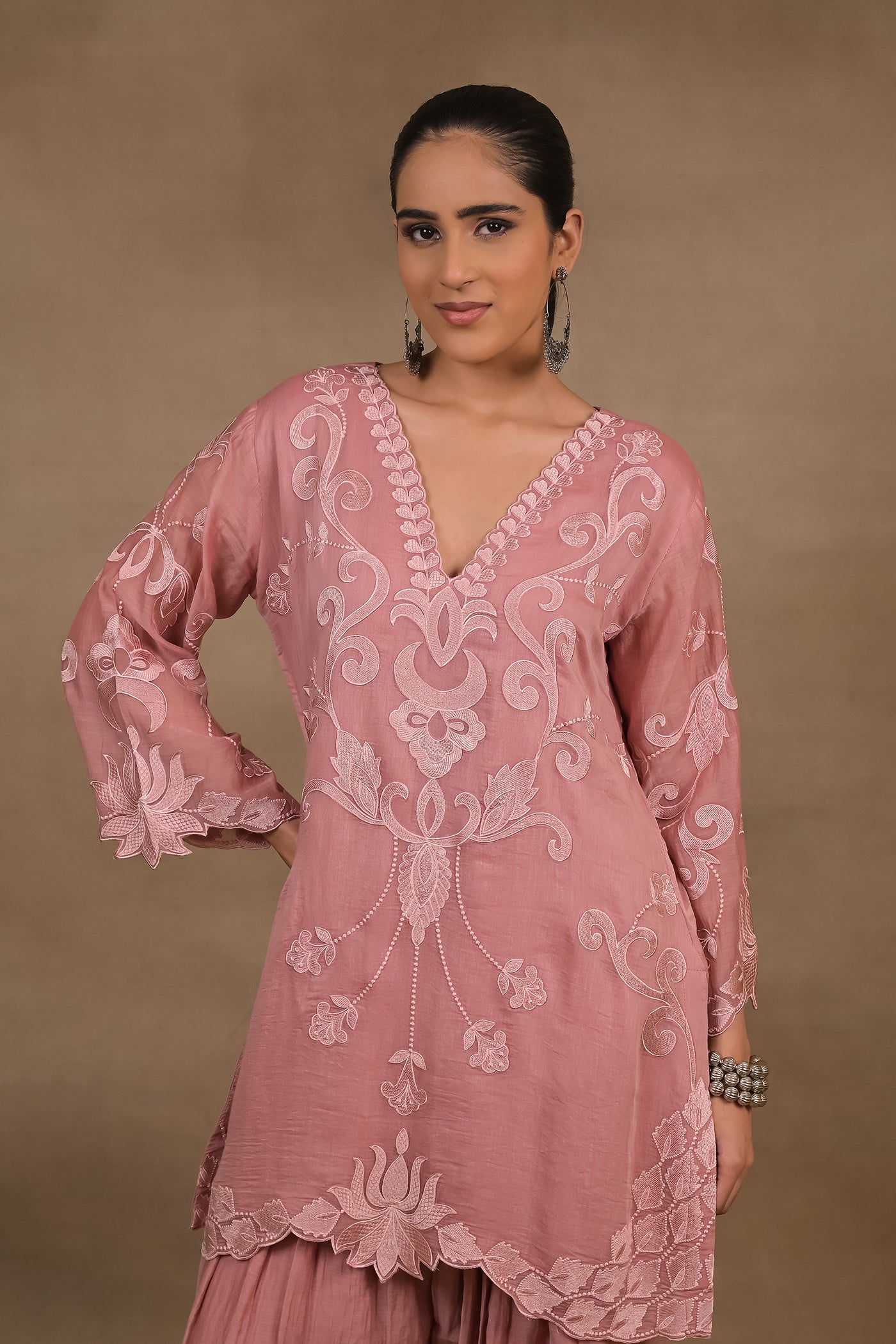 Blush Pink Mul Embroidered Kurta Set