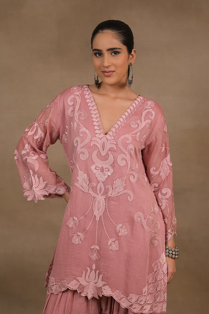 Blush Pink Mul Embroidered Kurta Set