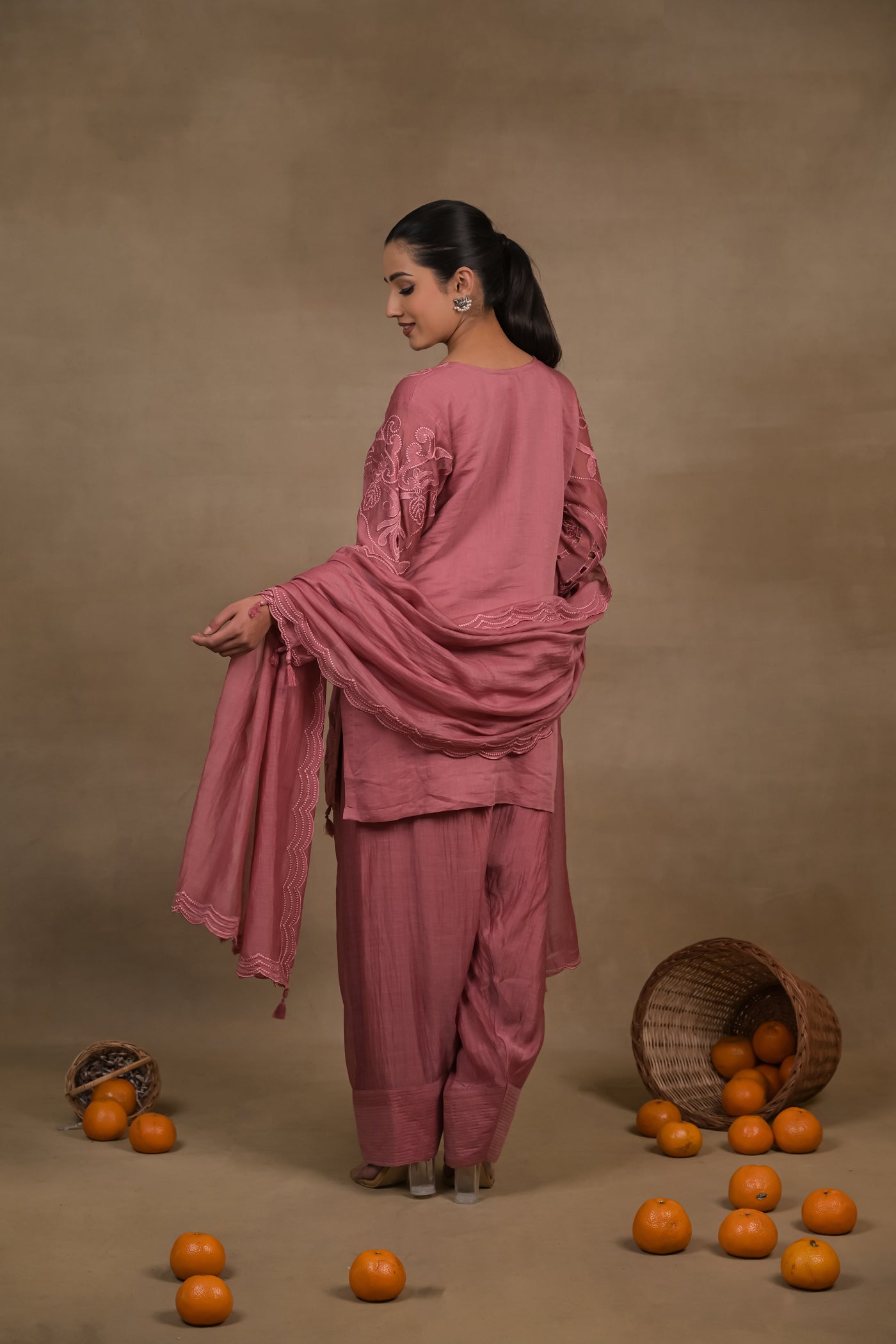 Gulnaar Rose Mul Kurta Set