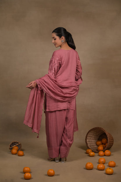 Gulnaar Rose Mul Kurta Set