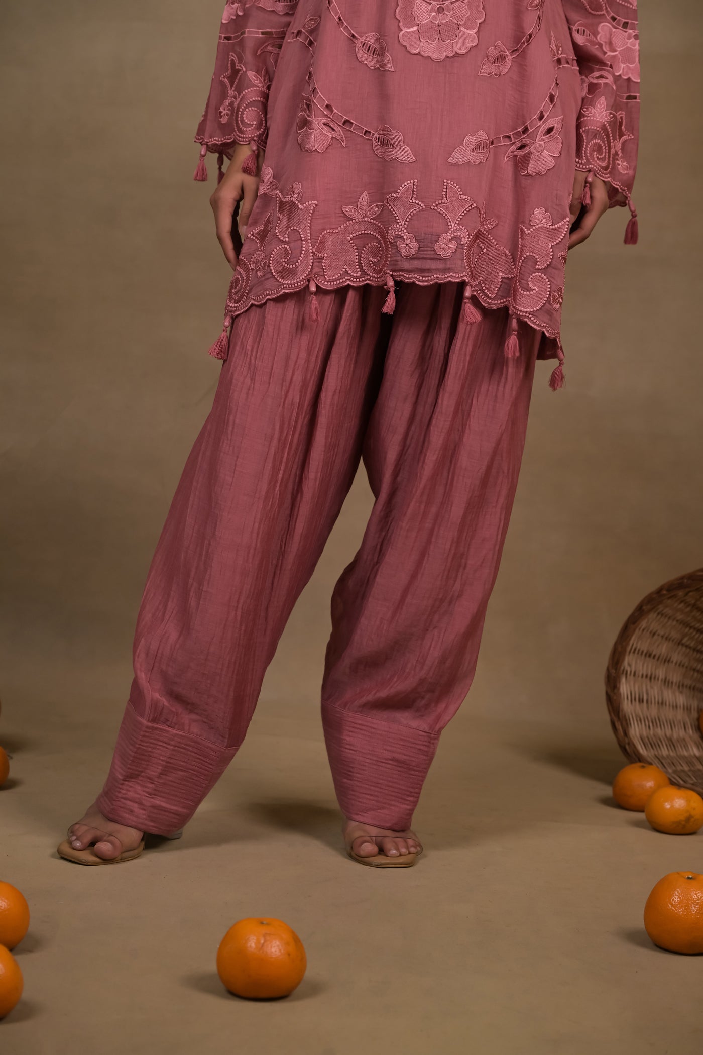 Gulnaar Rose Mul Kurta Set