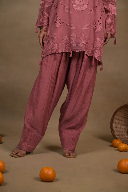 Gulnaar Rose Mul Kurta Set