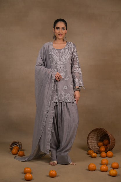 Noor Grey Mul Kurta Set