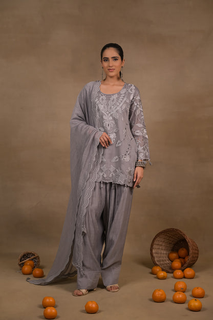 Noor Grey Mul Kurta Set