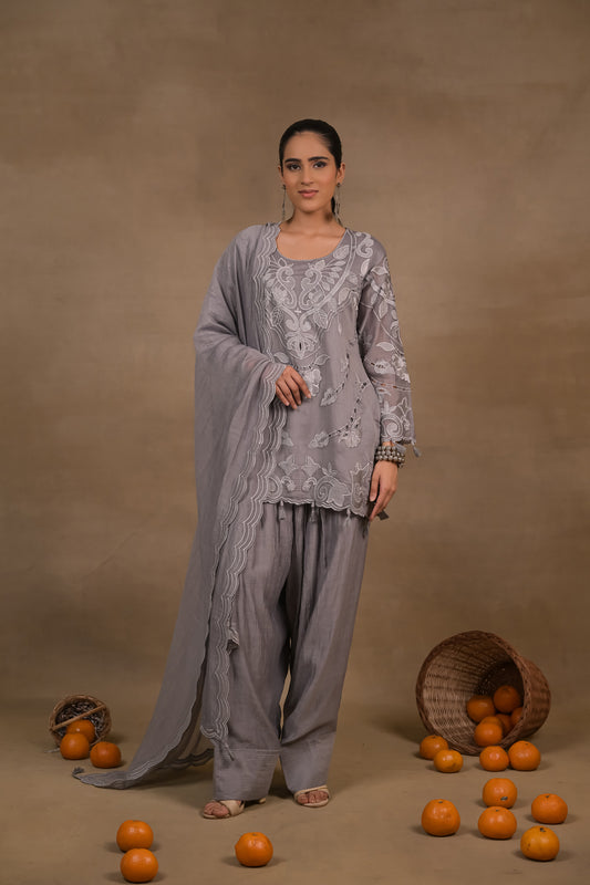 Noor Grey Mul Kurta Set