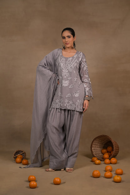 Noor Grey Mul Kurta Set