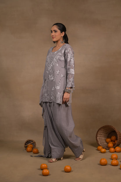 Noor Grey Mul Kurta Set