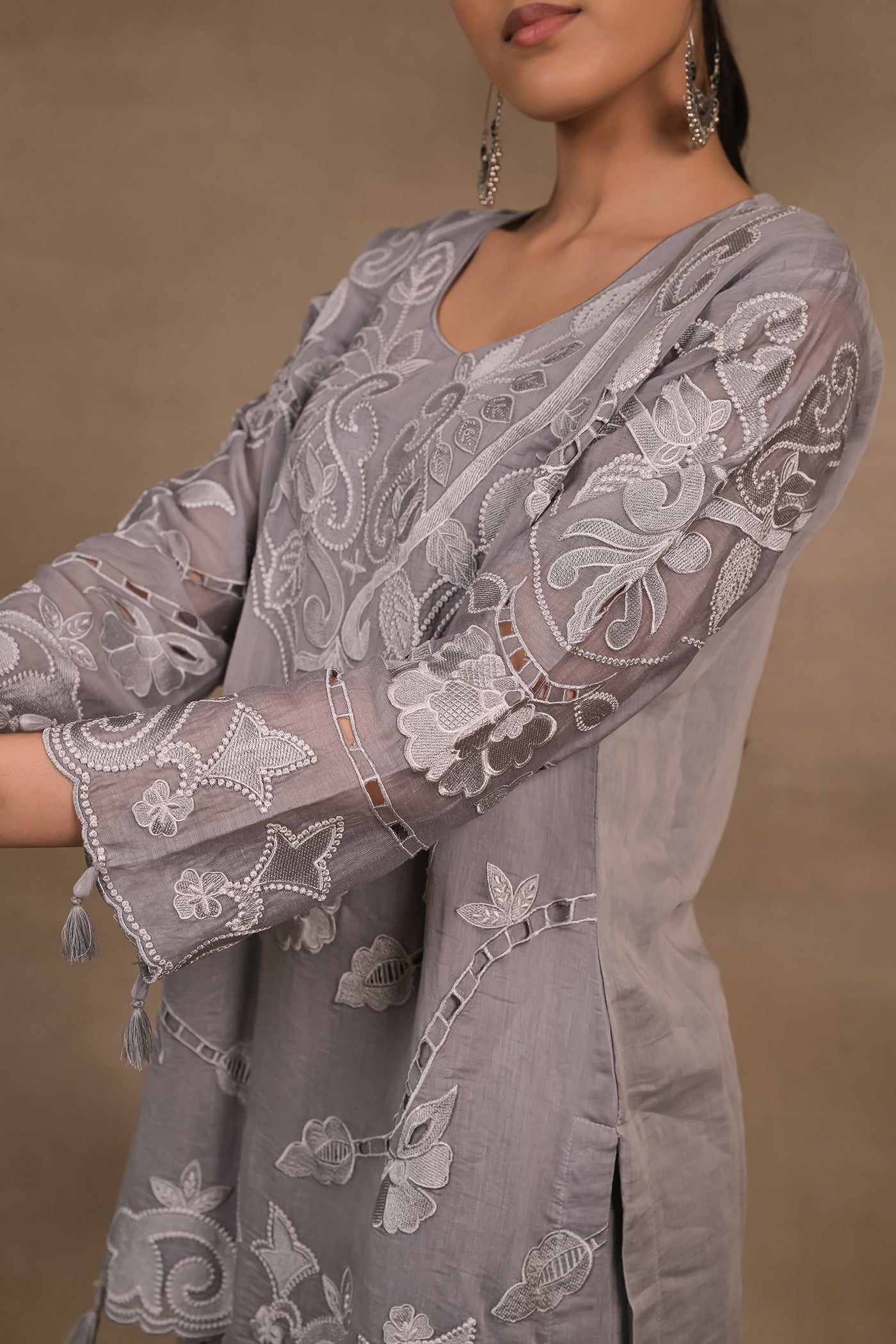 Noor Grey Mul Kurta Set