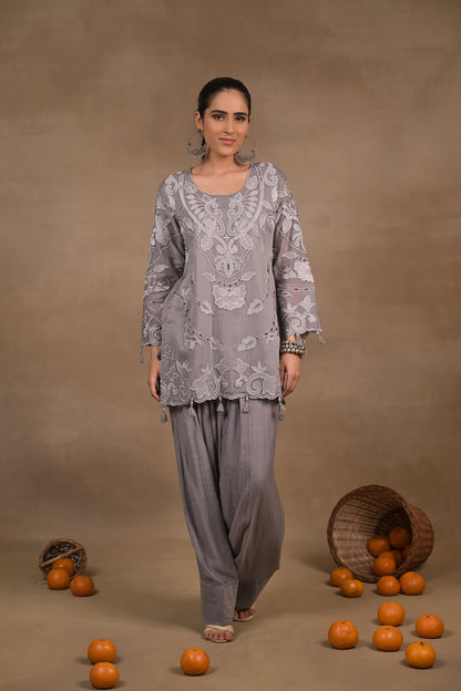 Noor Grey Mul Kurta Set