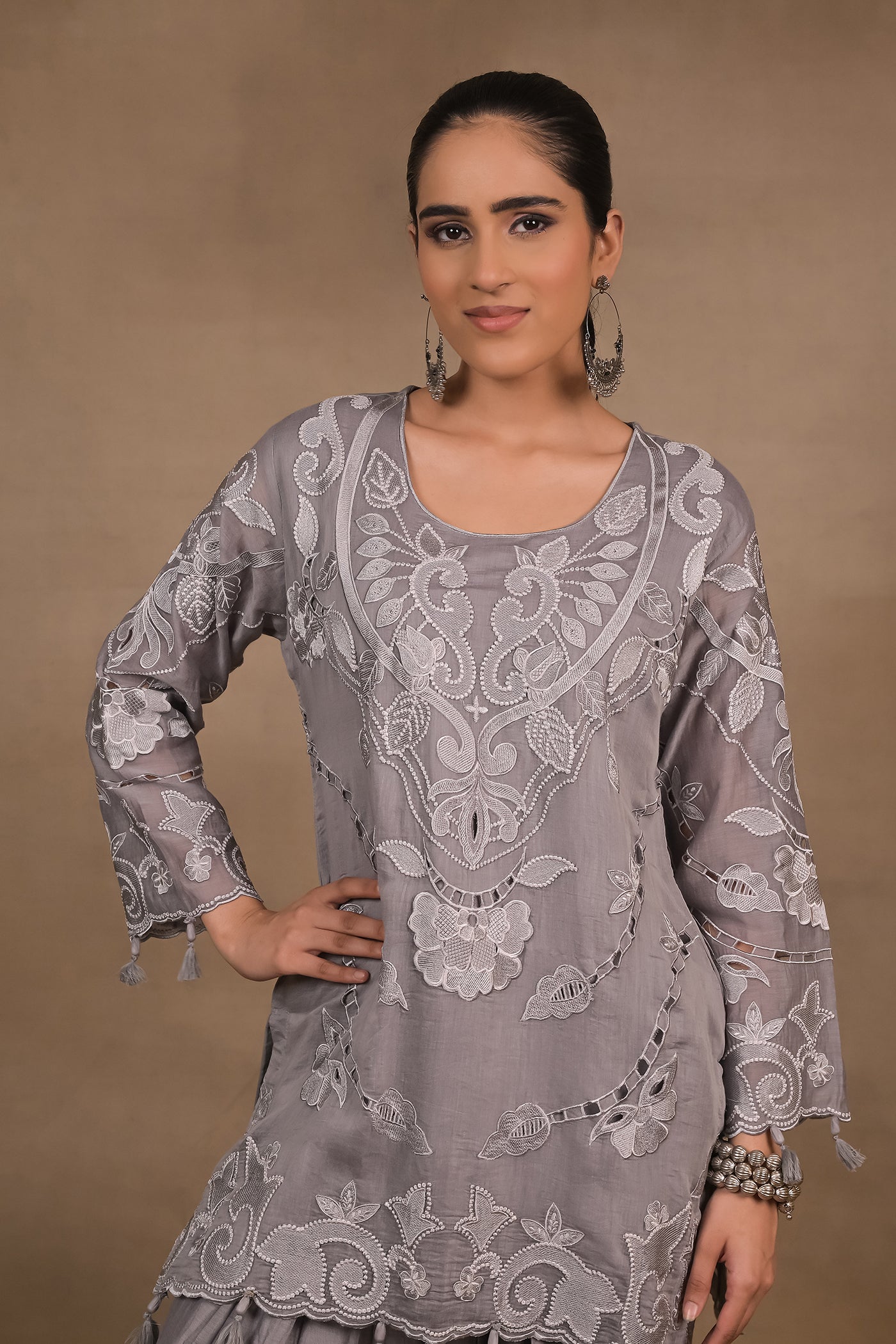 Noor Grey Mul Kurta Set
