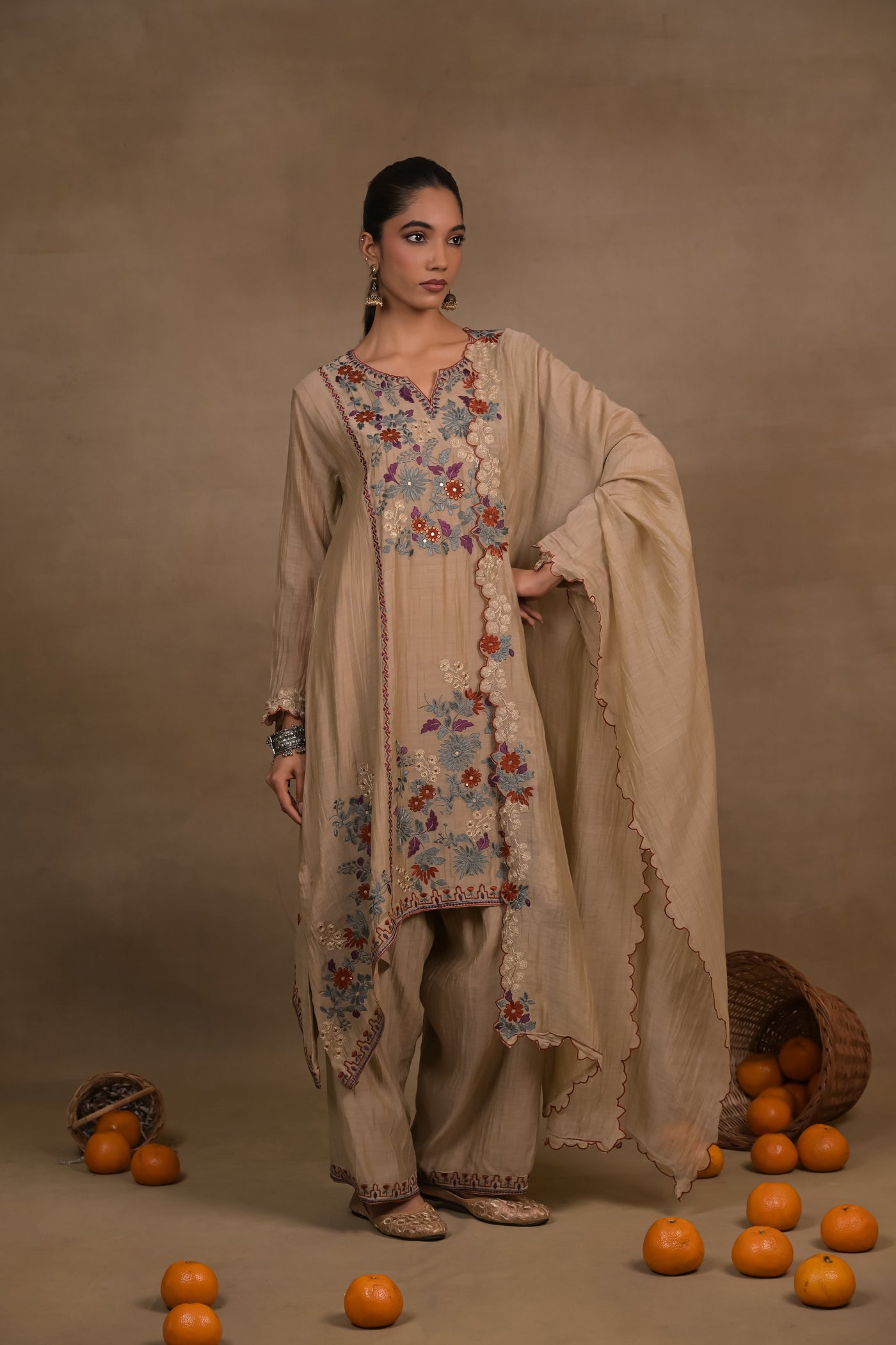 Noor Floral Mul Kurta Set