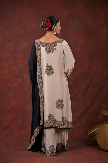 Ivory Noir Embroidered Kurta Set
