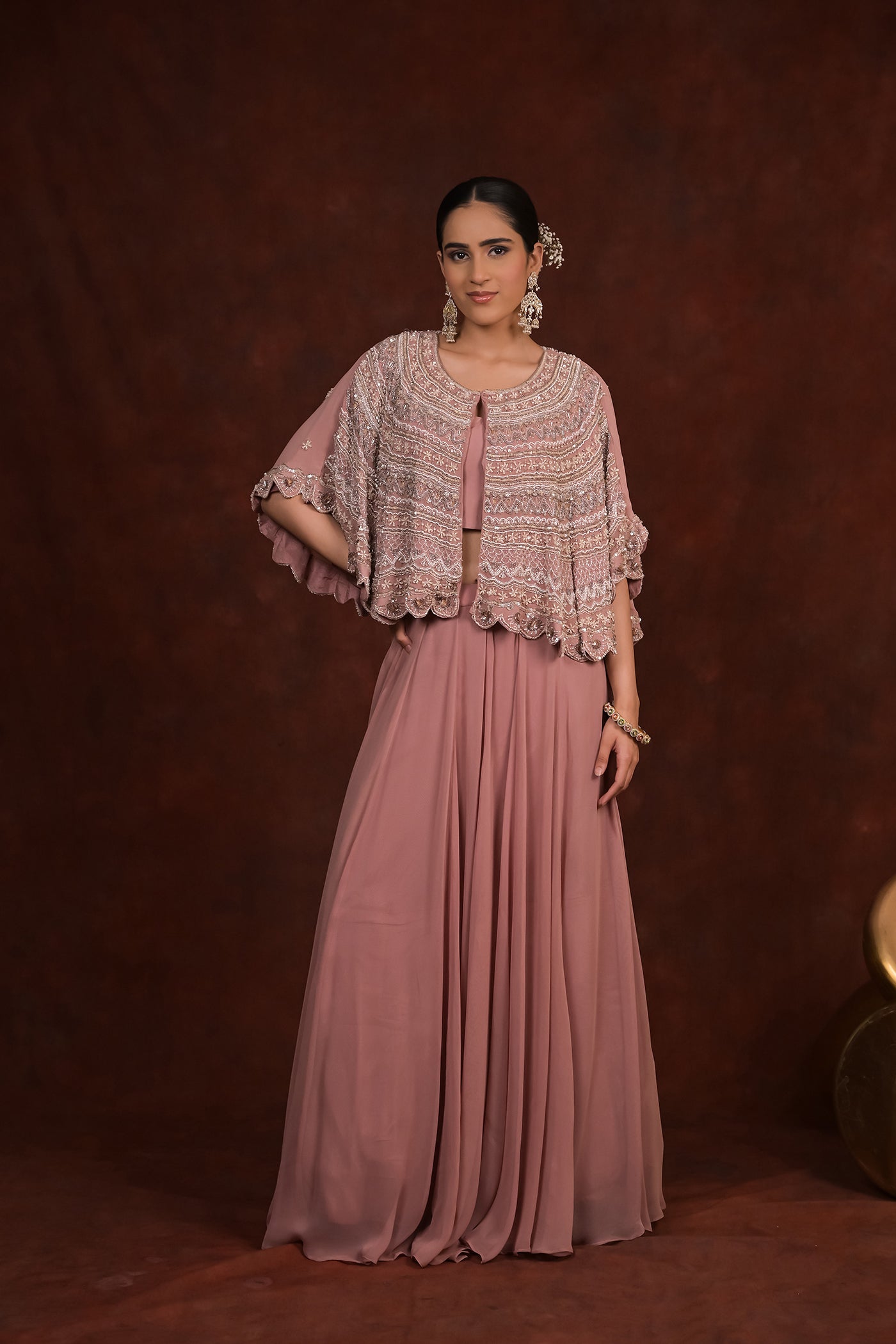 Rosewood Glam Cape & Skirt Set