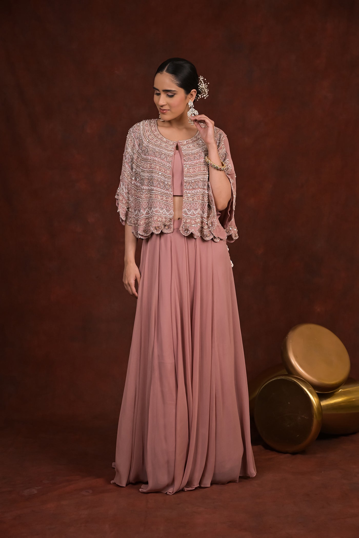 Rosewood Glam Cape & Skirt Set