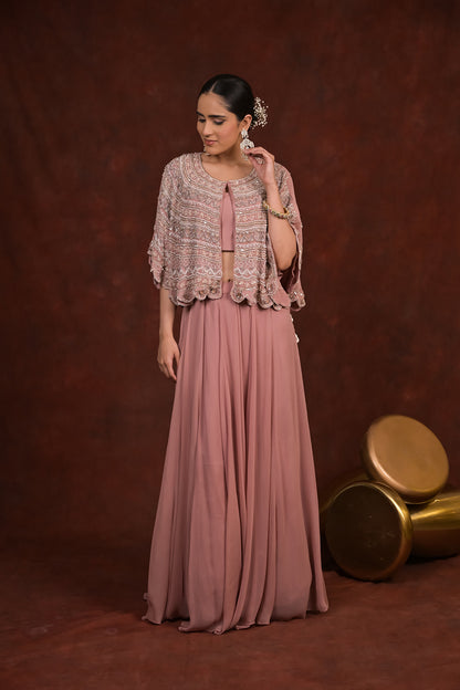 Rosewood Glam Cape & Skirt Set