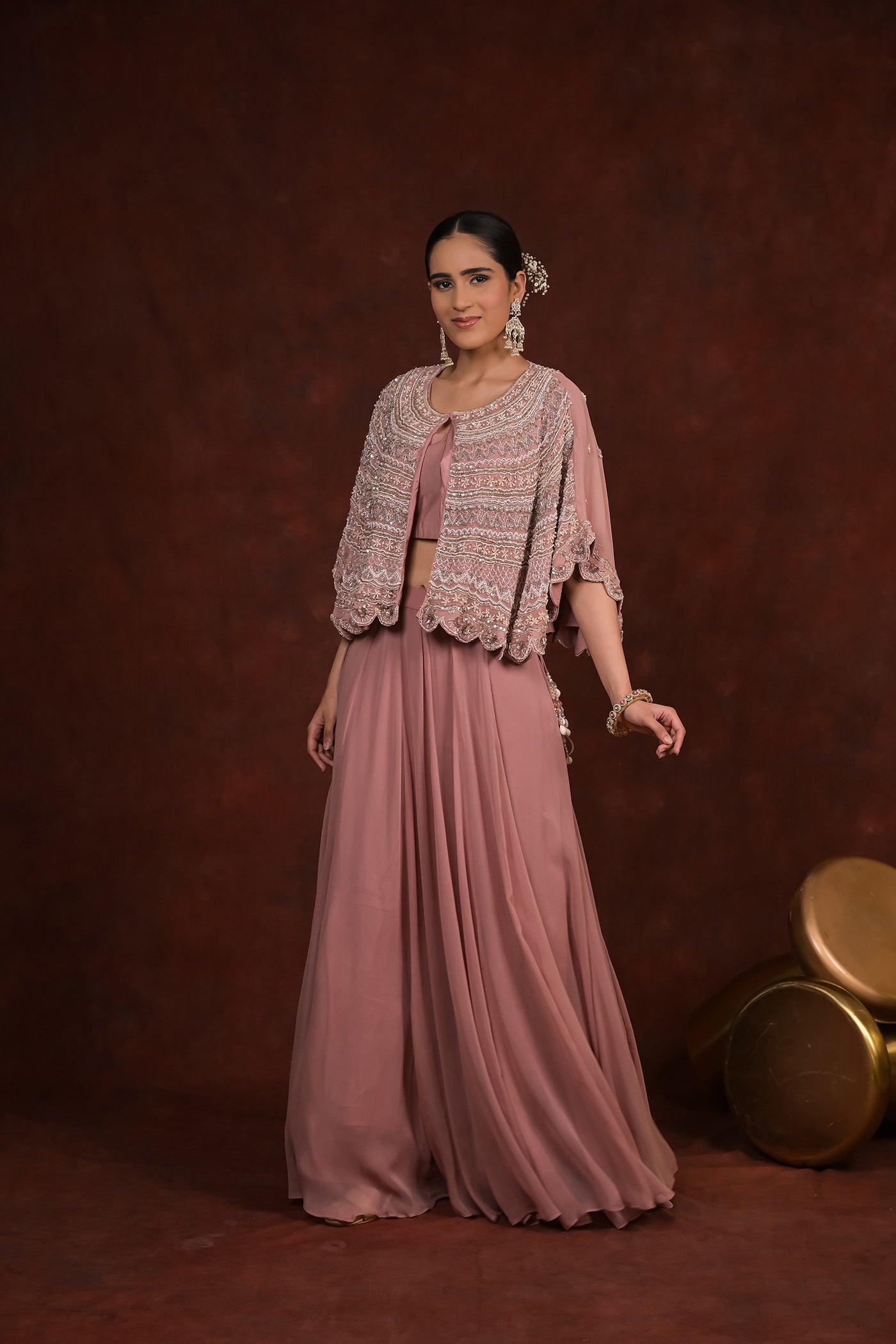 Rosewood Glam Cape & Skirt Set