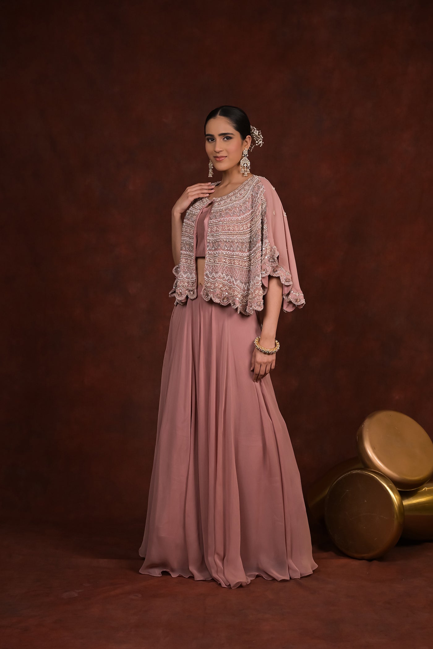Rosewood Glam Cape & Skirt Set