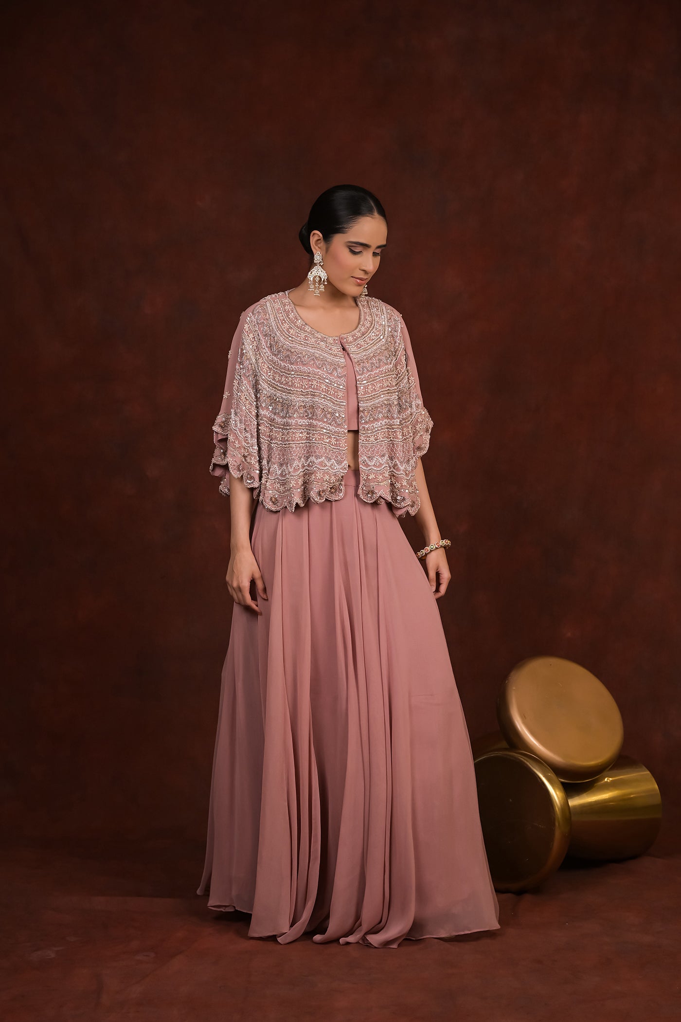 Rosewood Glam Cape & Skirt Set