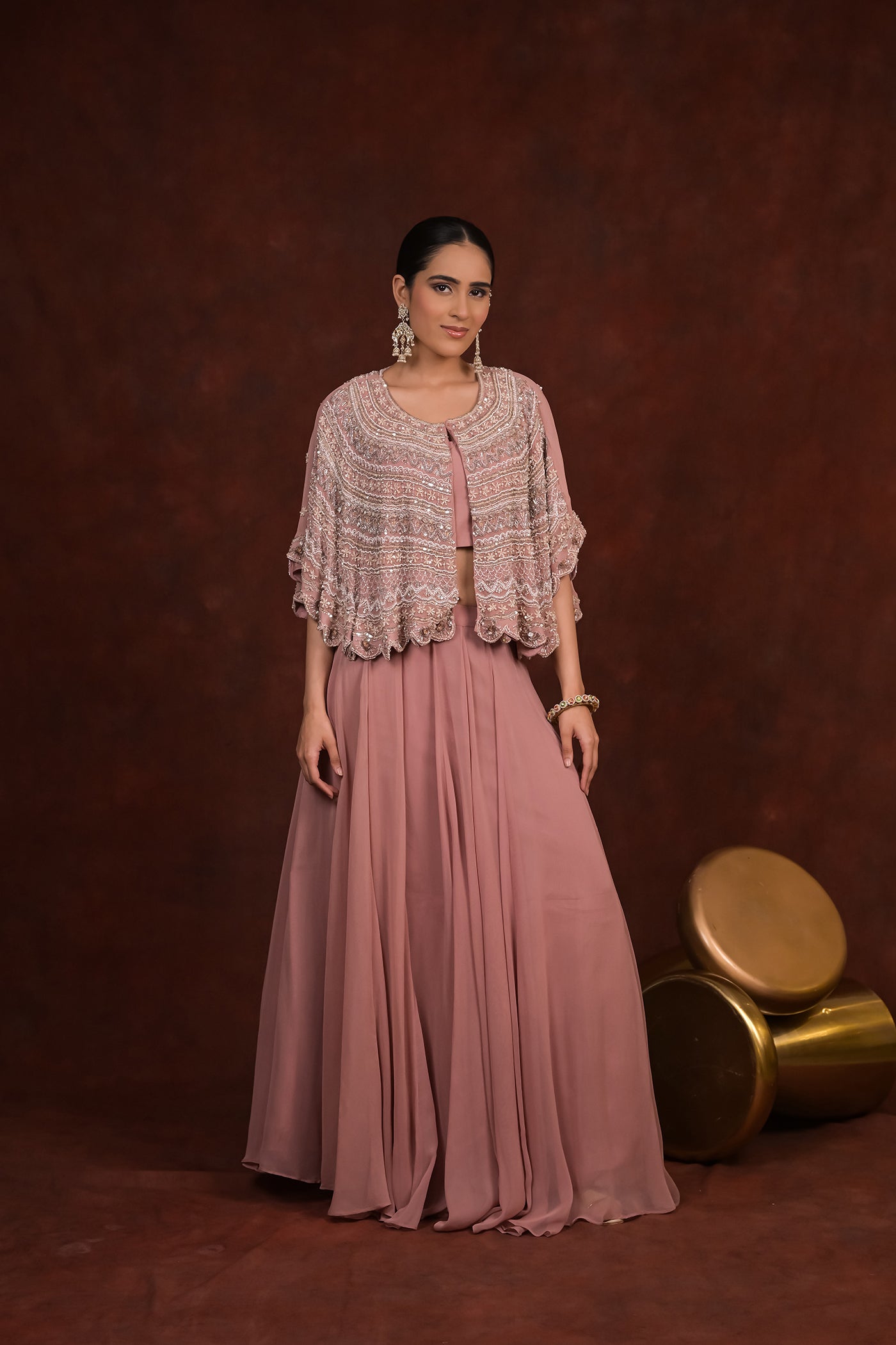 Rosewood Glam Cape & Skirt Set
