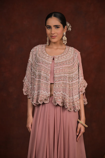 Rosewood Glam Cape & Skirt Set