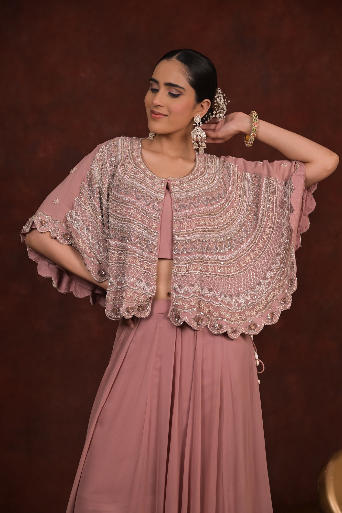 Rosewood Glam Cape & Skirt Set