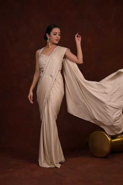 Ivory Grace Pre-Draped Saree Set