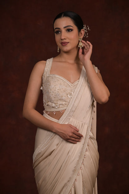 Ivory Grace Pre-Draped Saree Set