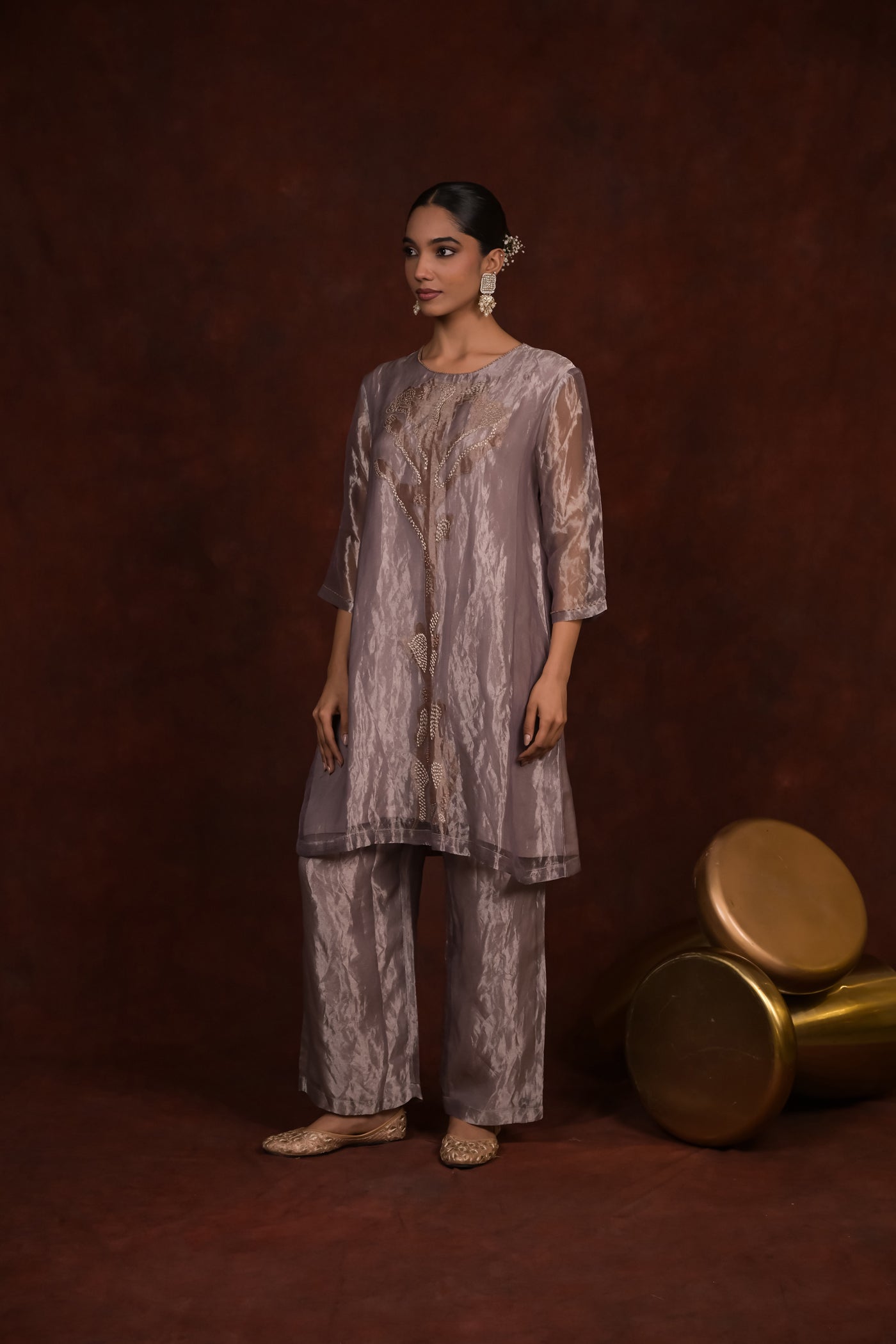 Olive Sheen Tissue Co-Ord Set