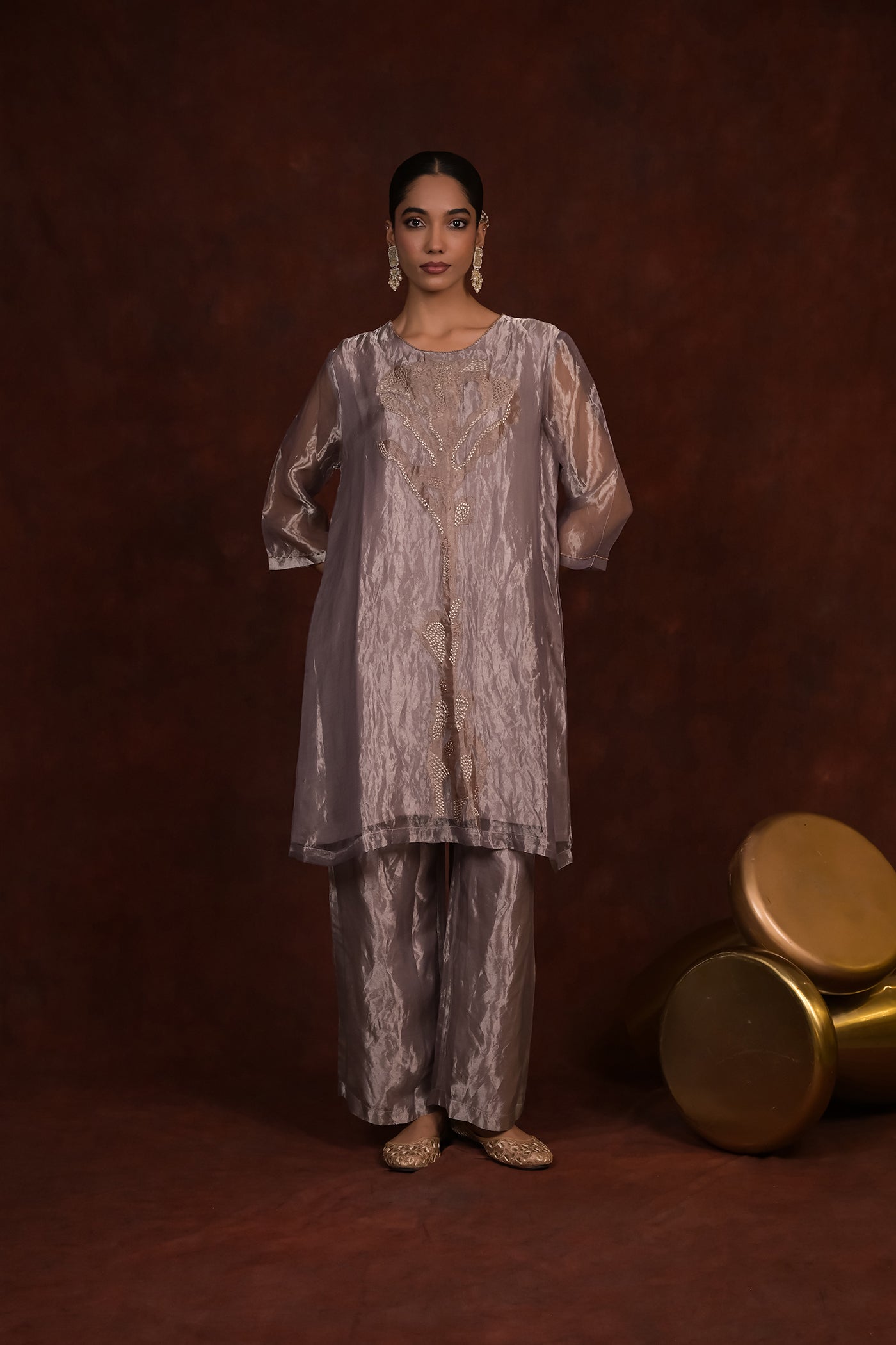 Olive Sheen Tissue Co-Ord Set