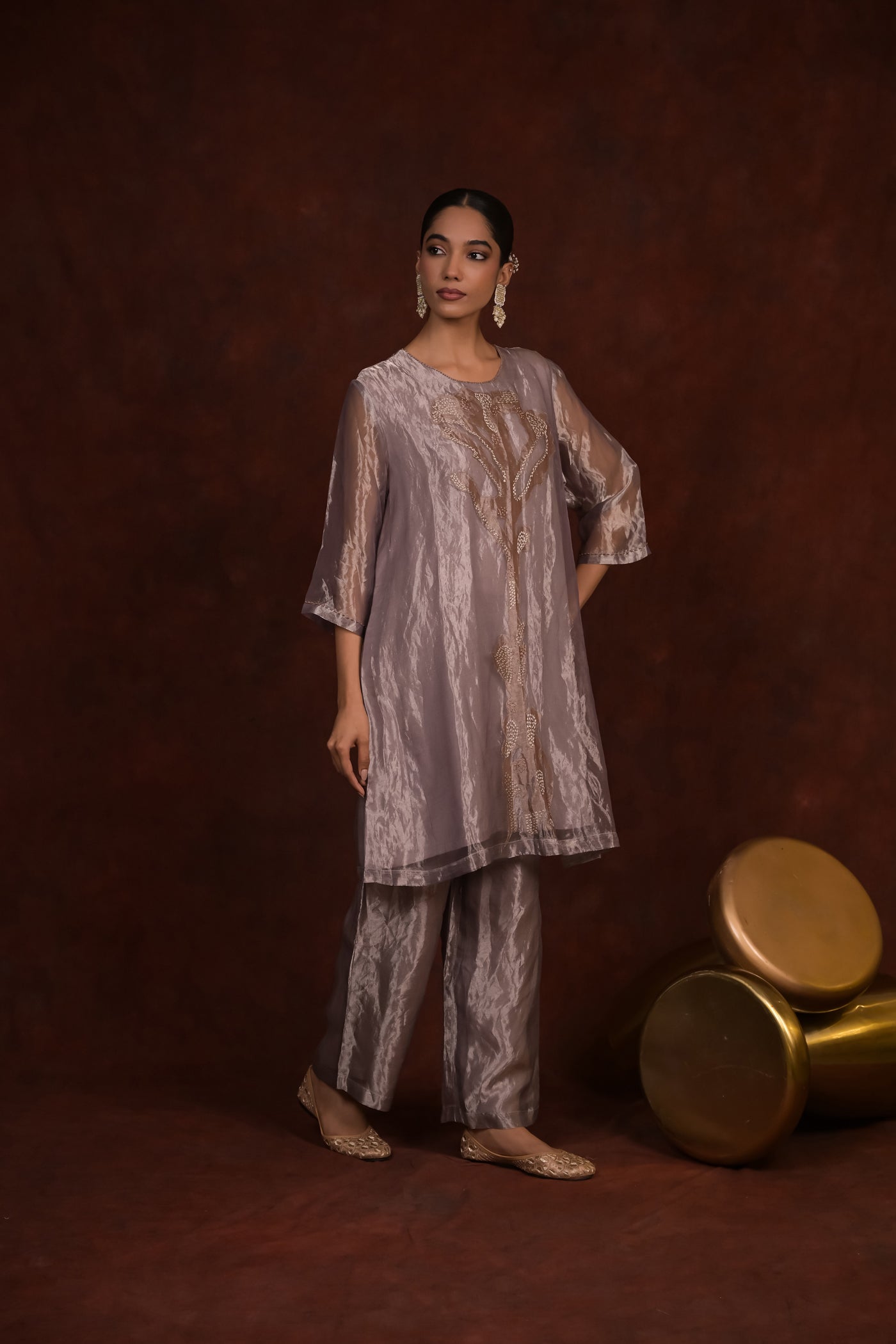 Olive Sheen Tissue Co-Ord Set