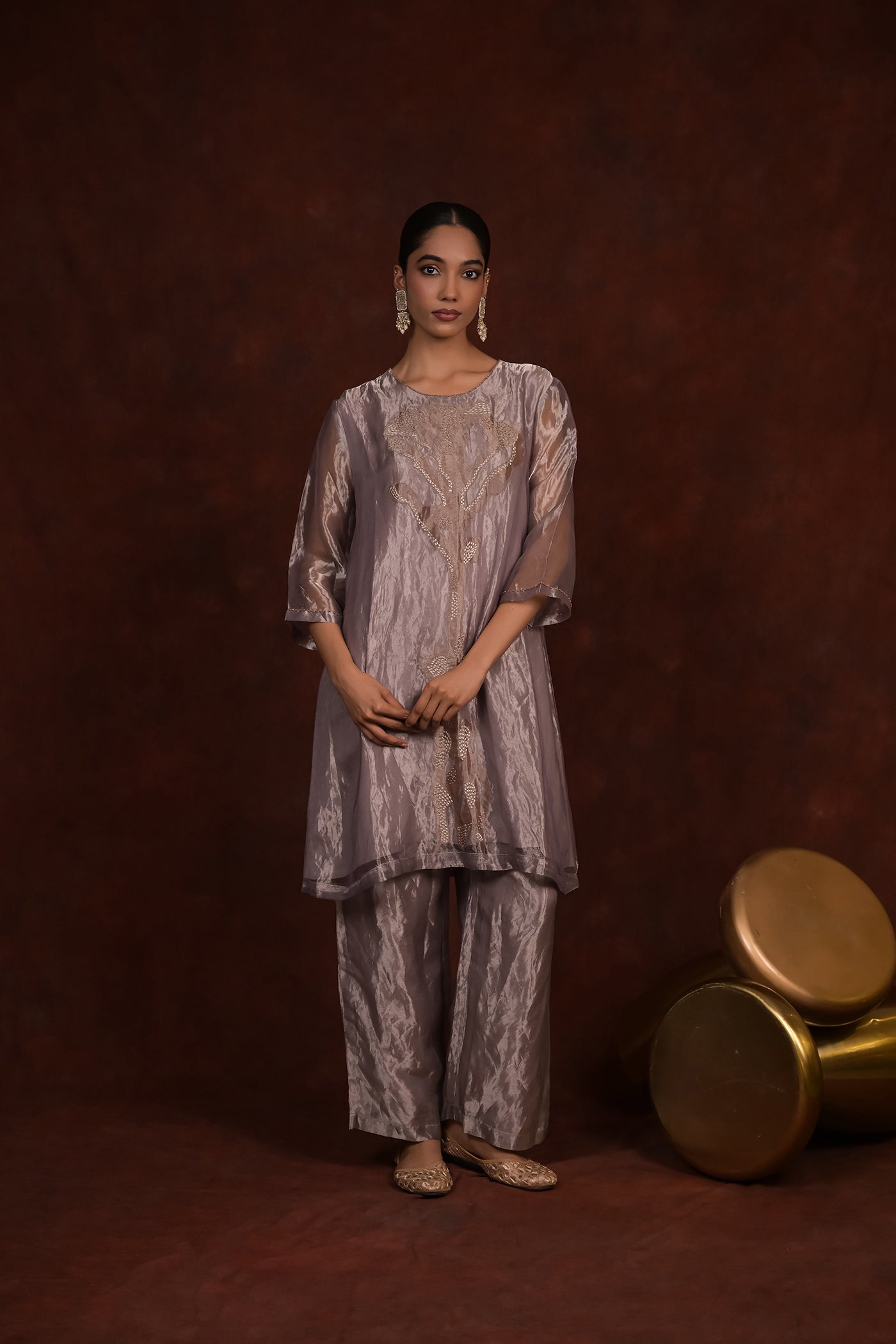 Olive Sheen Tissue Co-Ord Set