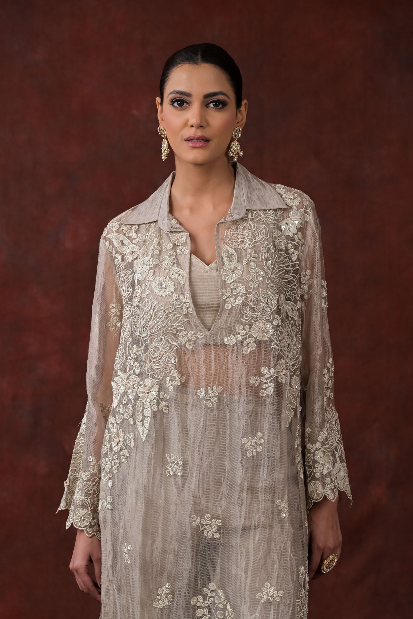 Ethereal Bloom silver Co-Ord Set