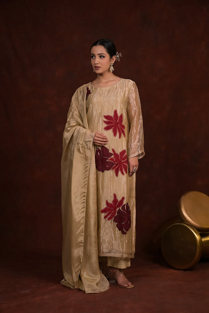 Beige Blossom Tissue Co-Ord Set