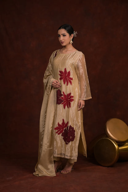 Beige Blossom Tissue Co-Ord Set