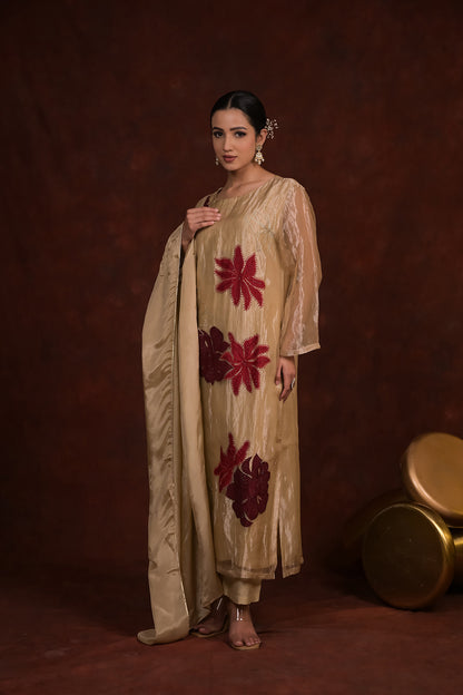 Beige Blossom Tissue Co-Ord Set